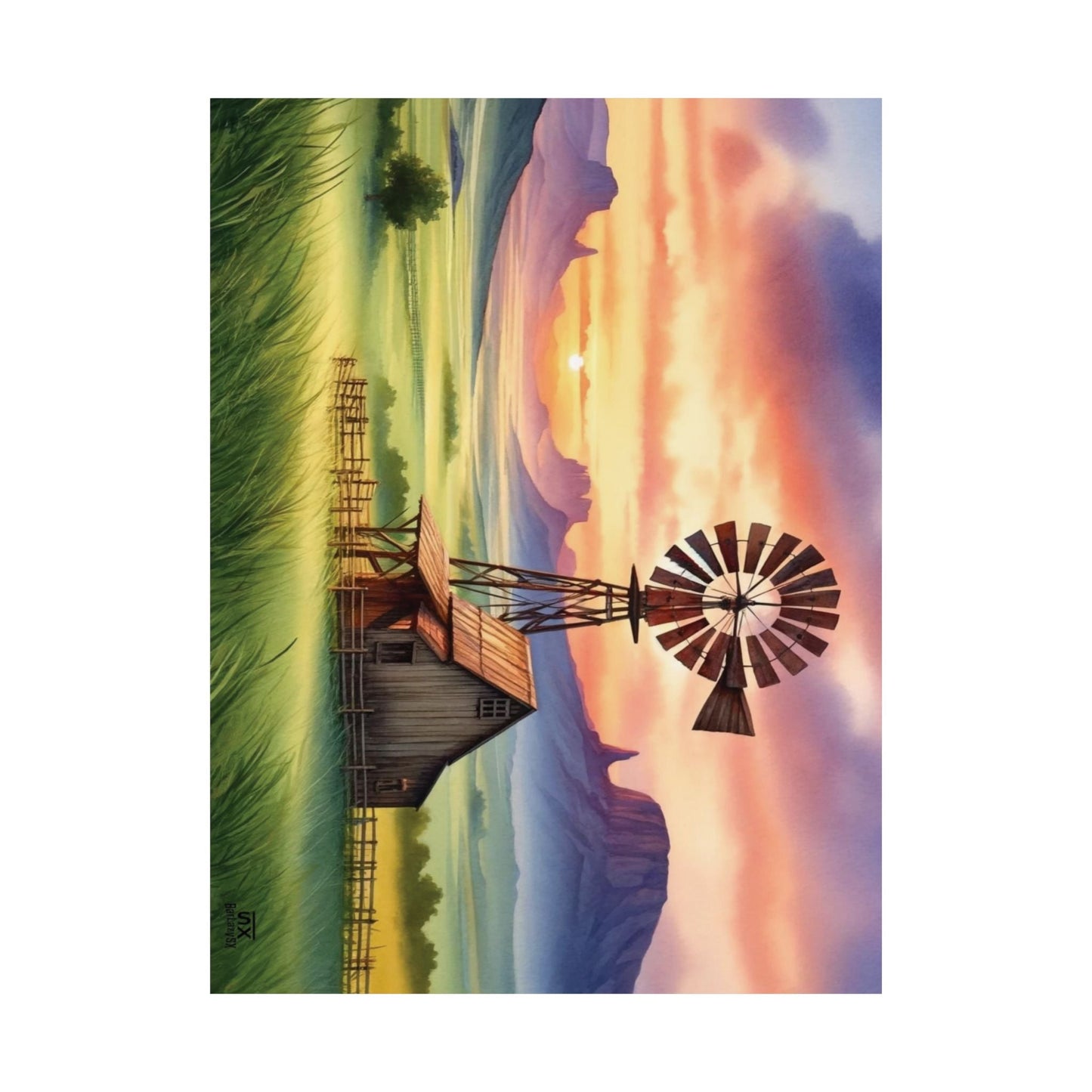 Windmill Sunset - Canvas, Posters & Digital Downloads