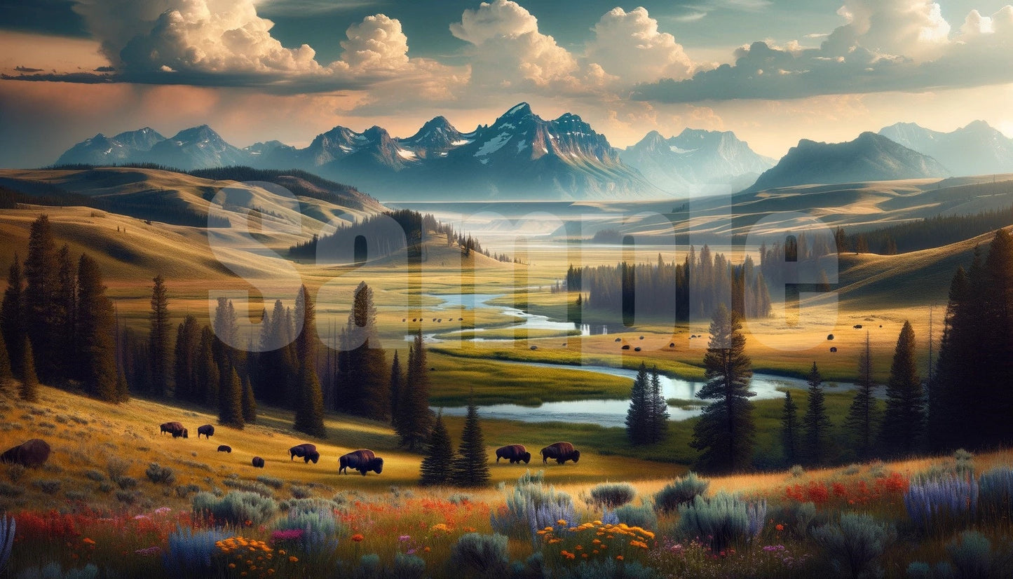 Bison Valley - Canvas, Posters & Digital Downloads