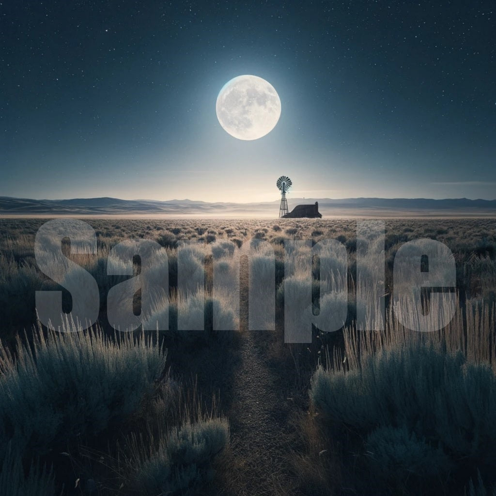 Moonlit Plains of Montana - Canvas, Posters & Digital Downloads