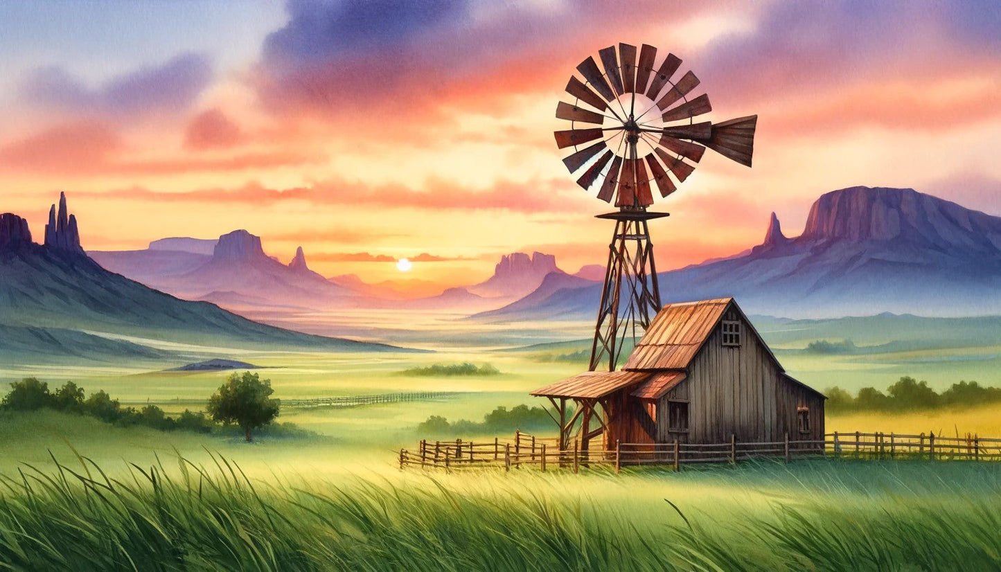 Windmill Sunset - Canvas, Posters & Digital Downloads